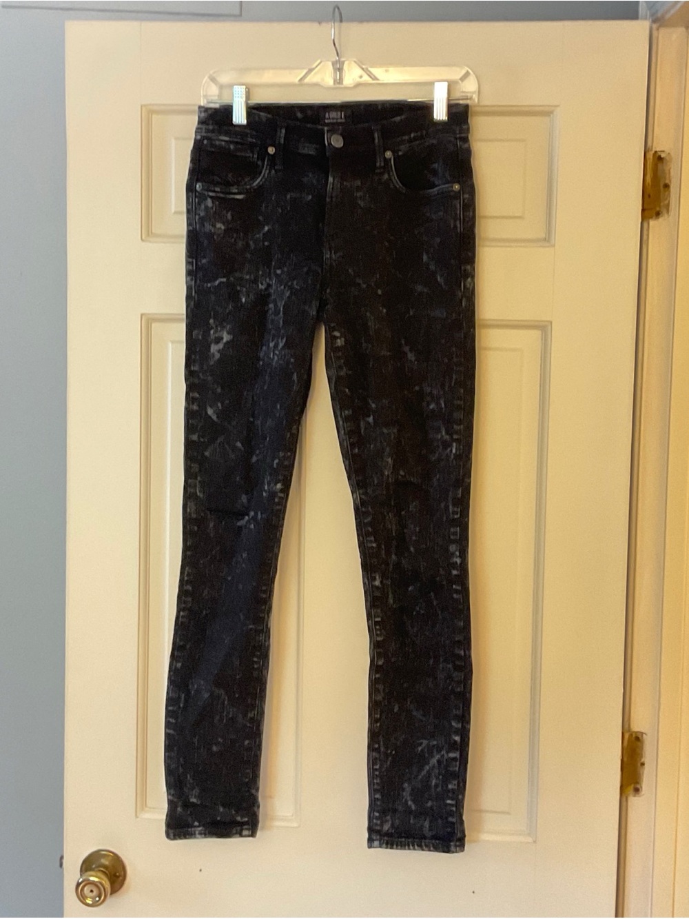 Agolde Sophie Mid Rise Skinny Jeans Black Print Size 26 Made In USA‎